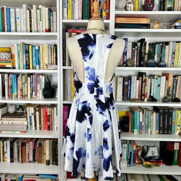 Lulus Seeing Chic Blue and Ivory Print Skater Dress - Picture 10 of 10
